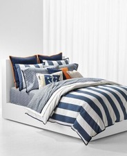 3 pc Ralph Lauren Casey Stripe Full / Queen Duvet Shams Set 300 NIP