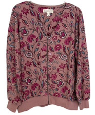The Muses Closet French Terry Jacket Mauve Large Zip Front A389672 Women Cbi27