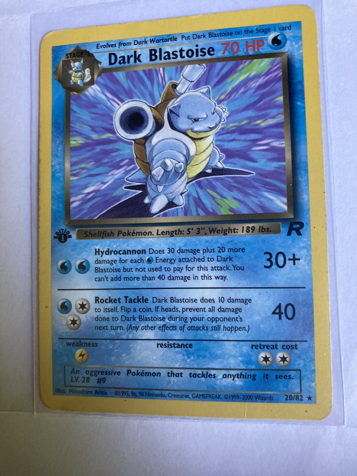 Dark Blastoise Team Rocket 20/82 1st Edition Non Holo Vintage Pokemon Card NM