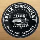 VINTAGE FELIX CHEVROLET PORCELAIN SIGN AUTO DEALER SERVICE STATION PUMP PLATE AD