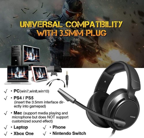 Gaming Headset Over Ear Stereo Clear Sound Noise Cancelling Mic PC PS4 Xbox - Picture 4 of 10