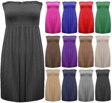 Women Ladies Strapless Boobtube Bandeau Sheering Gather Dress Vest Top 8-22