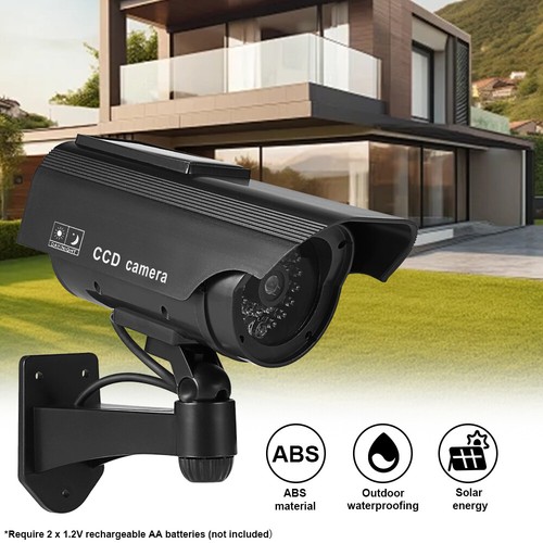 2 PC Solar Power Dummy Fake Security CCTV Camera Outdoor LED Light Surveillance - Picture 4 of 13