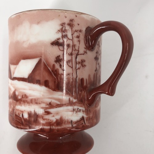 Miniature Art Piece Hand Painted Red Pasture Barn Scene Porcelain Mug Cup 1972 - Picture 6 of 11
