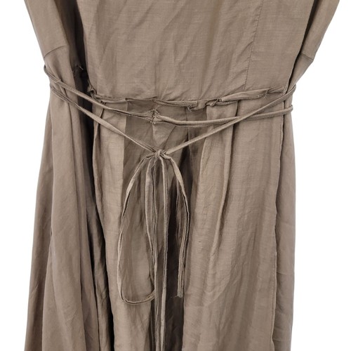 Vintage Brown Midi Peasant Dress Sz XL Silk Puff Sleeve Lettuce Ruffle Baby Doll - Picture 15 of 18