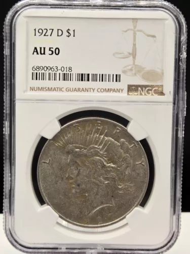 1927-D Peace Silver Dollar NGC AU50