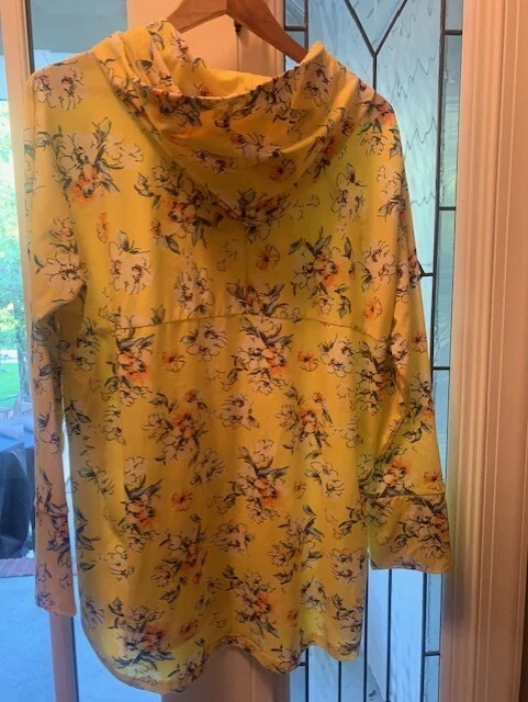 Lularoe Womens Plus Size  2XL Long Sleeve Hoodie Yellow Floral Pockets Cottage - Image 3 of 4