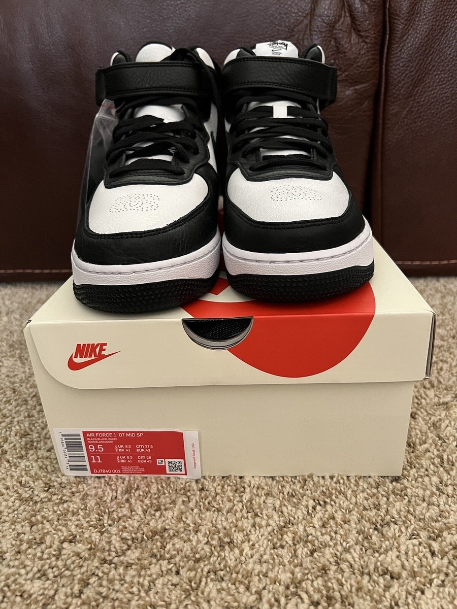 Size 9.5 - Nike Air Force 1 Mid x Stussy White Black 2022 