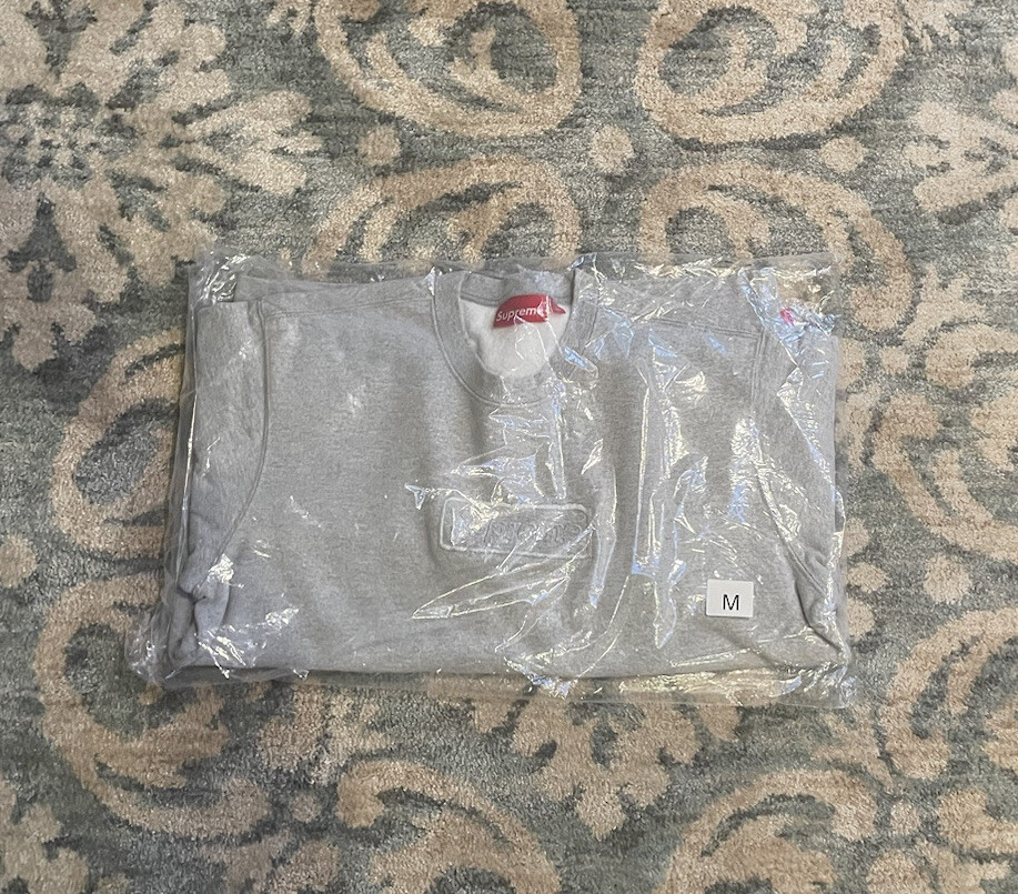 トップス Supreme cutout logo crewneck grey Supreme Cutout Box Logo Crewneck Heather Grey Size Large NWT