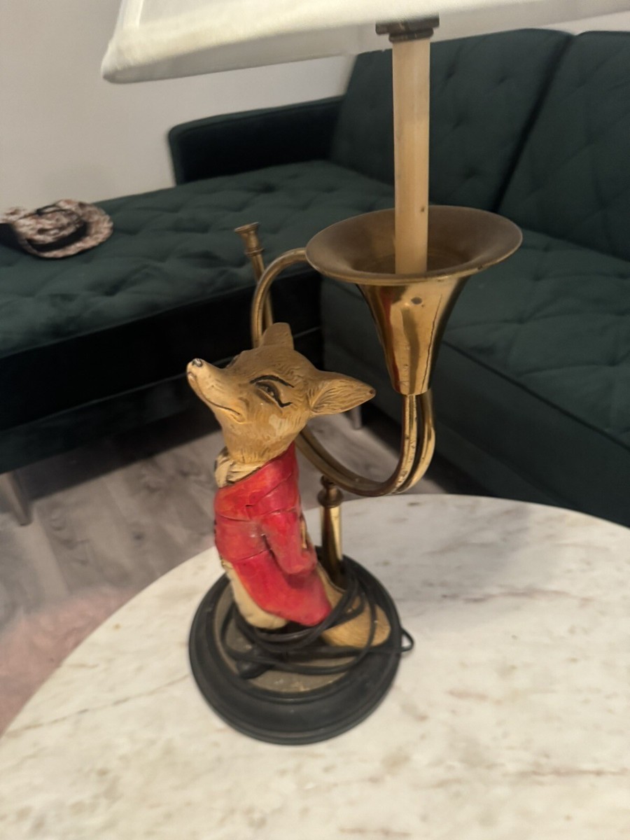 Vintage Mid-Century Equestrian Table Desk Lamp; 1960 snooty fox