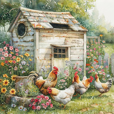 Chicken Coop Diamonds Painting Kits for Adults, Wild Flower DIY Diamond Art Kits