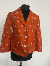 “new” Orla Kiely Women's Apricot Dot Orange Classic Jacket Size 10 38