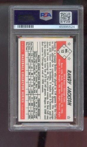 1983 C.C.C. 1953 Bowman RP #12 Randy Jackson AUTO SIGNED Autograph Card PSA/DNA - Picture 2 of 2