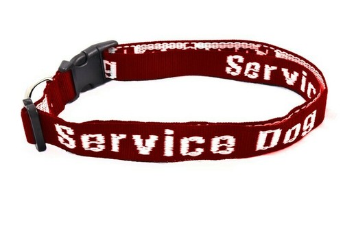 Service Dog/Emotional Support Animal Collar-Red Black Blue Nylon -barkOutfitters - Picture 2 of 6