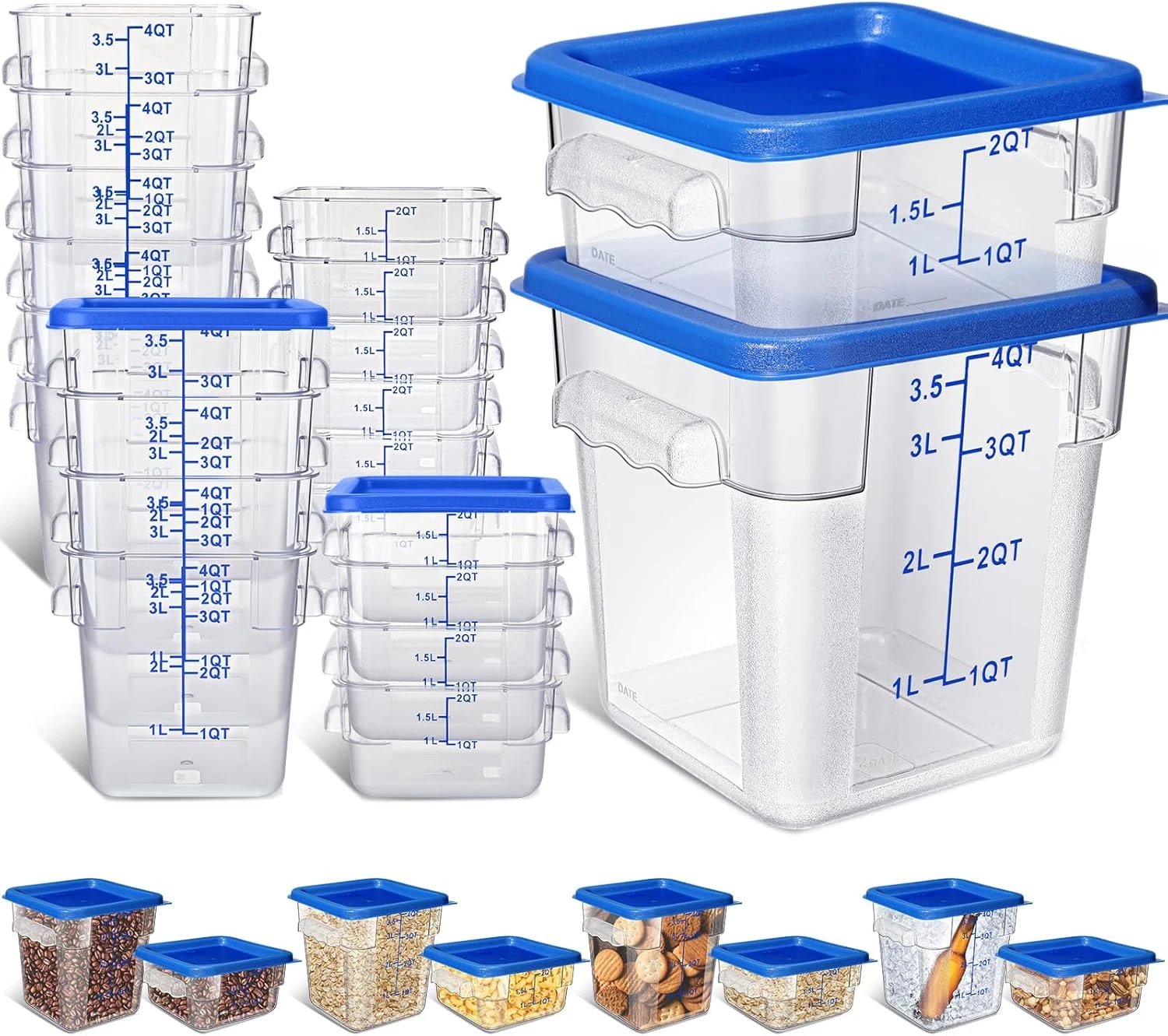 16-Piece Clear Food Storage Container Set with Blue Lids for Kitchen & Freezer
Opens in a new window