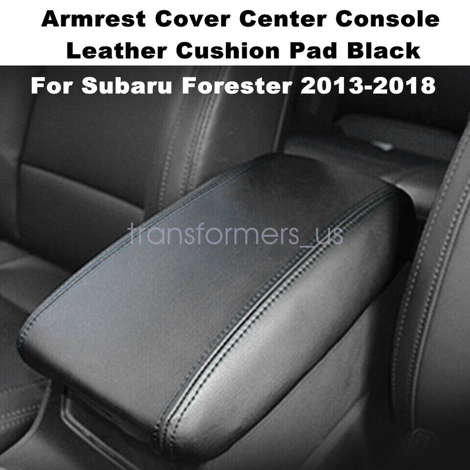 Cojín acolchado negro para consola de cuero para 13-18 Subaru Forester XT XS Foto 2 de 4