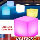 17" LED Cube Light Pub Bar Stool W/Remote Control 16 RGB Colors Changing Chair