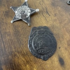 VINTAGE METAL TOY DEPUTY SHERIFF BADGE And Special Police Pins Light Tin Metal