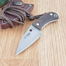 Cudeman YODA Knife 2.25" Bohler N695 Steel Full Tang Blade Brown Juma Handle
