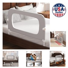 Toddler Bed Rail 32 Inch Adjustable Height Foldable Guard for Twin Full Queen