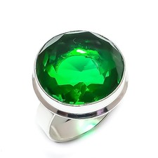 Natural Peridot Gemstone Handmade 925 Sterling Silver Jewelry Ring Size 9 j658