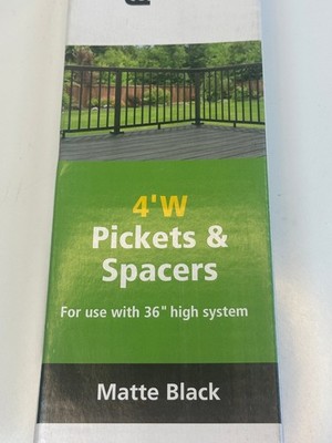 PEAK Aluminum Railing Pickets & Spacers 4'W Matte Black for 36'' System, 36201