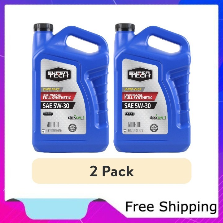 (2 pack) Super Tech High Mileage Full Synthetic SAE 5W-30 Mo