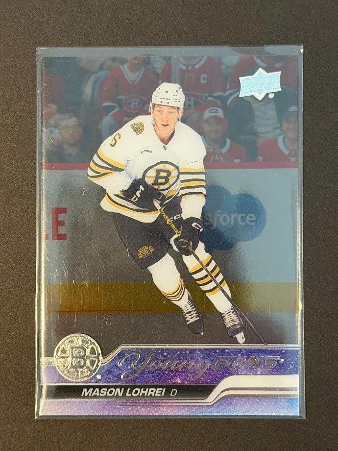 Mason Lohrei 2023-24 Upper Deck Young Guns Clear Cut Parallel Rookie Card # 497