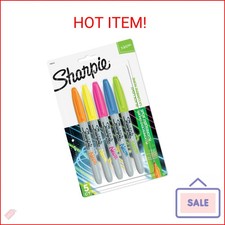 Sharpie 1874447 Neon Permanent Markers, Fine Point, Assorted Colors, 5 Count