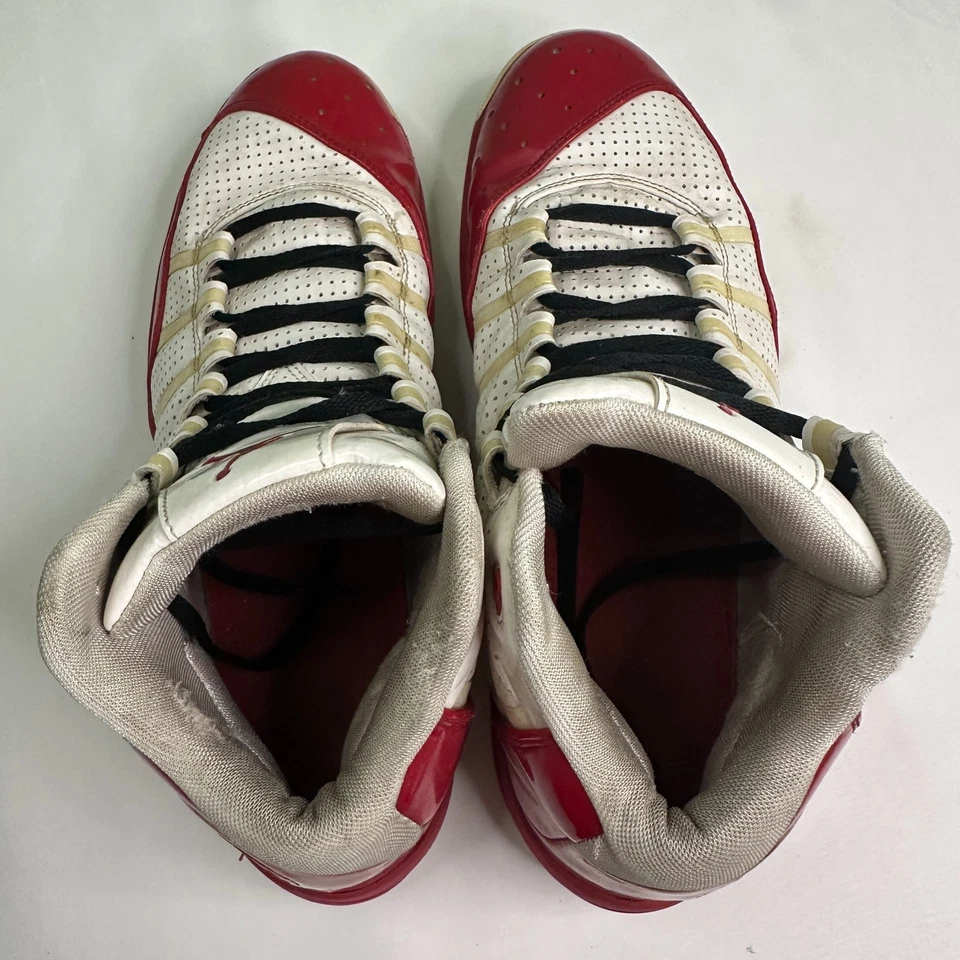 Zapatos de baloncesto Nike Jordan Melo M8 blanco rojo 2011 talla 12 469786-101 Foto 3 de 4