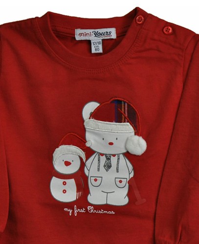 MAGLIA NEONATO GIROCOLLO BOTTONI POLSINI STAMPA NATALE YOURS ART. Y5752 ML NEON - Picture 4 of 7