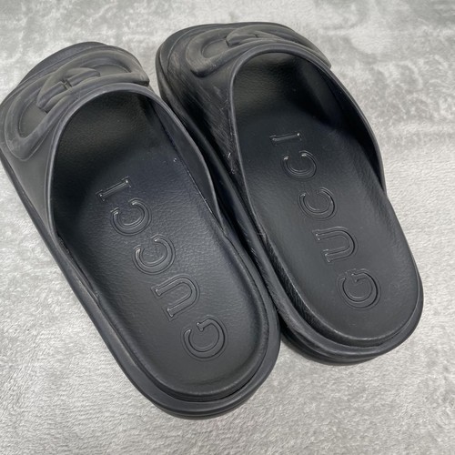 GUCCI Interlocking G Slide Sandals Black Platform Made in Italy Size 8 (26cm) - Picture 9 of 10