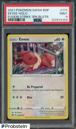 2021 Pokemon SWSH BSP Fusion Strike Blister #175 Eevee Holo PSA 9 MINT