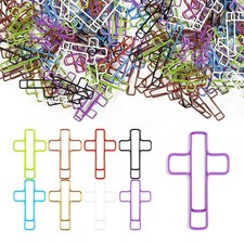 50PCS Bible Paperclips Cross-Shaped PET Coated Paper Clips, Christian Bo