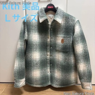 Kith Flanell Karo Jacke L grün & weiß kariert 2F gebraucht Japan