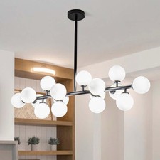 APLampara Mid Century Modern Chandelier Linear Chandeliers 16-Light Black