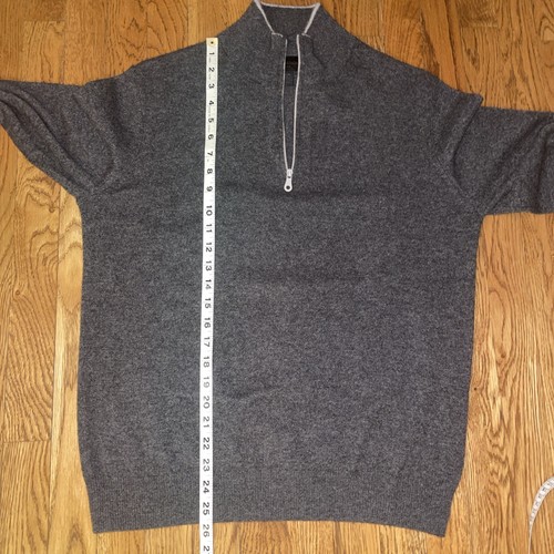 Magaschoni Lot of 2 100% Cashmere Sweater Pullover Men Medium Grey & Blu1/4 Zip - Picture 8 of 13