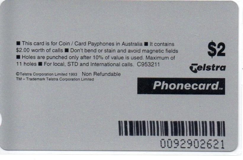 Telstra $2 Mint Phonecard-Baileys