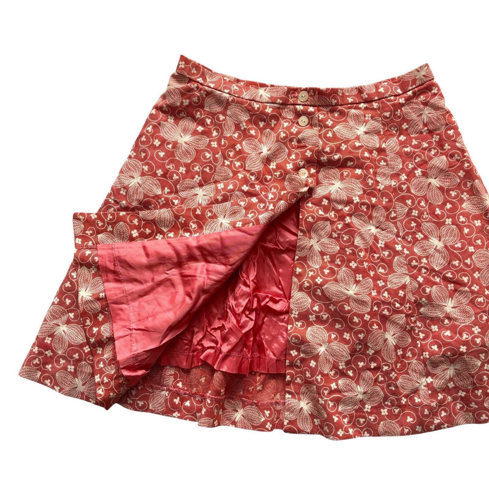 Vintage 80s Mini Skirt Red Patterned Butterfly Retro Boho Indie 8 image 4