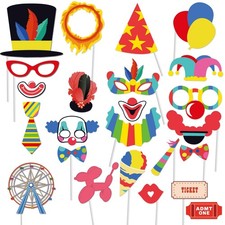 Circus Carnival Birthday Photo Booth Props Kit 24Pcs Circus Carnival Party F...