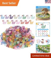 120pcs Mini Glitter Ducks - Colorful Tiny Small Little Resin Ducks for Dollho...