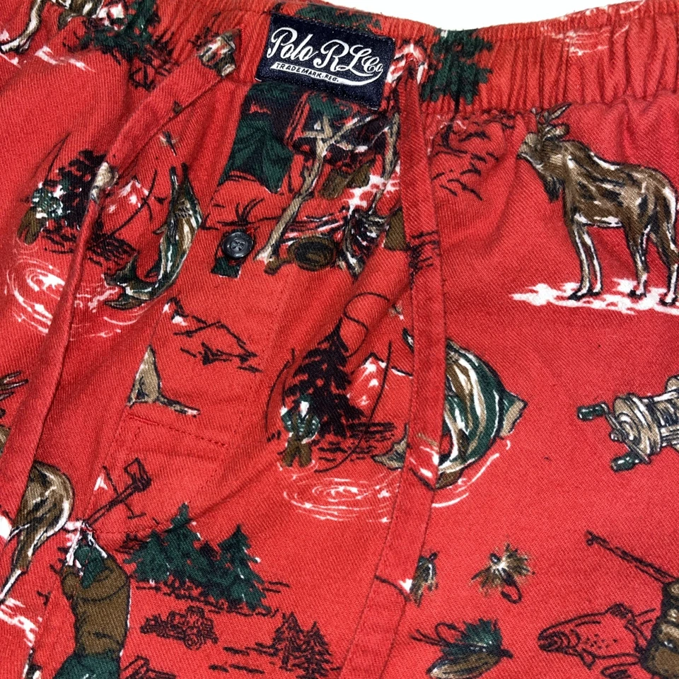 Polo Ralph Lauren小号青少年睡衣裤子睡衣红色户外熊鹿鱼 — 第 4/4 张图片