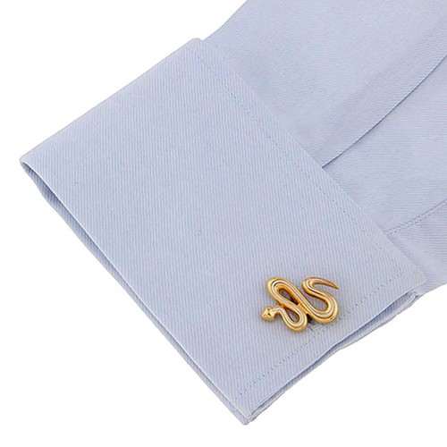 SCHLANGE MANSCHETTENKNÖPFE Goldplatte mit weißer Emaille Reptil Schlange NEU mit GESCHENKTÜTE Hochzeit - Bild 4 von 4