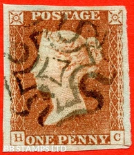 SG. 8L. B1 (1). BS14. " HC ". 1d Red - Brown plate 25. A very fine used e B66918