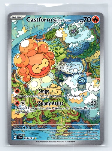 Castform Sunny Form 2024 Pokémon TCG Sv08: Surging Sparks IR Holo EN 195/191