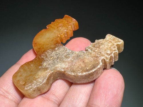 Rare Shang Dy Old Jade Carved Animal Face God Person "Pei" Pendant L 5.6 CM - Picture 21 of 24