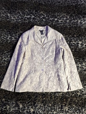 White Embroidered Elegance Button Up Jacket Women's
