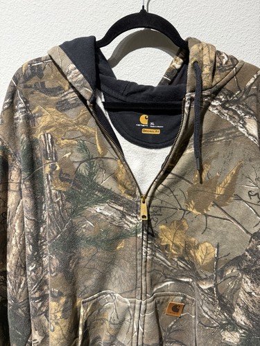 Sudadera con Capucha Carhartt Realtree Camuflada Para Hombre Talla XL RARA Cremallera Completa Camuflaje Exterior - Imagen 3 de 10