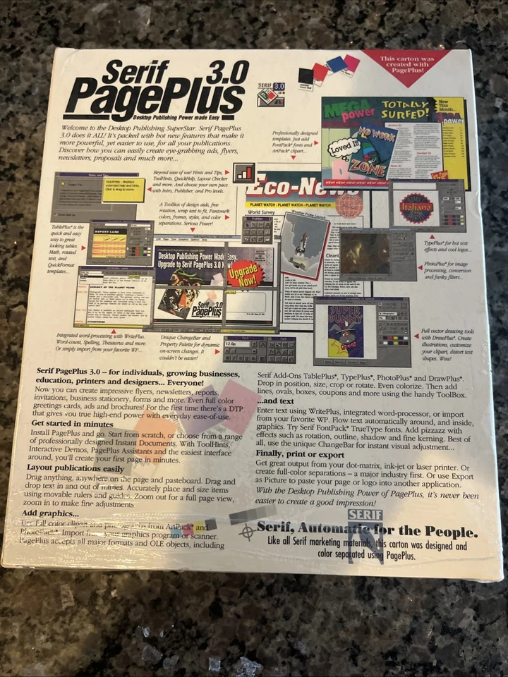NEW SEALED SERIF 3.0 PAGE PLUS DESKTOP PUBLISHING SUPER STAR 1994 Factory Sealed - Image 2 of 2