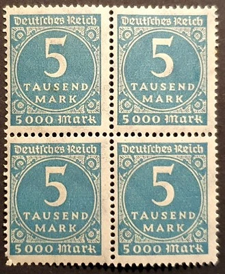 Germany Stamps 1923 Inflation Prov 5 Thousand 4 block SG312 MI274 MM - Image 1 of 2